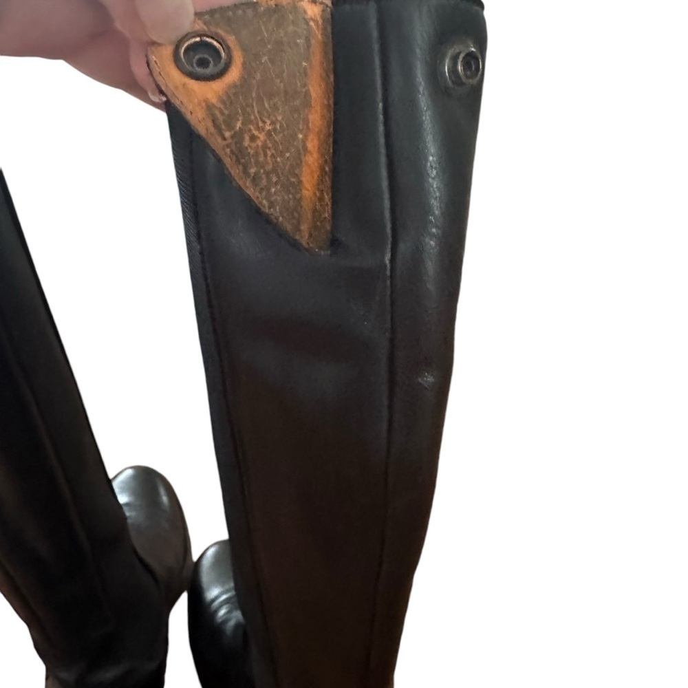 Frye Side Stretch Black Leather Knee High Riding Boots Size 6 - Picture 9 of 14
